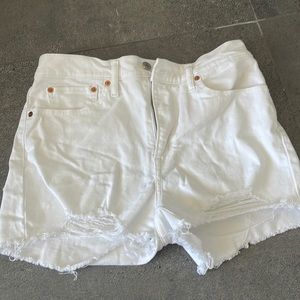 Levi’s high rise white jean shorts size 30